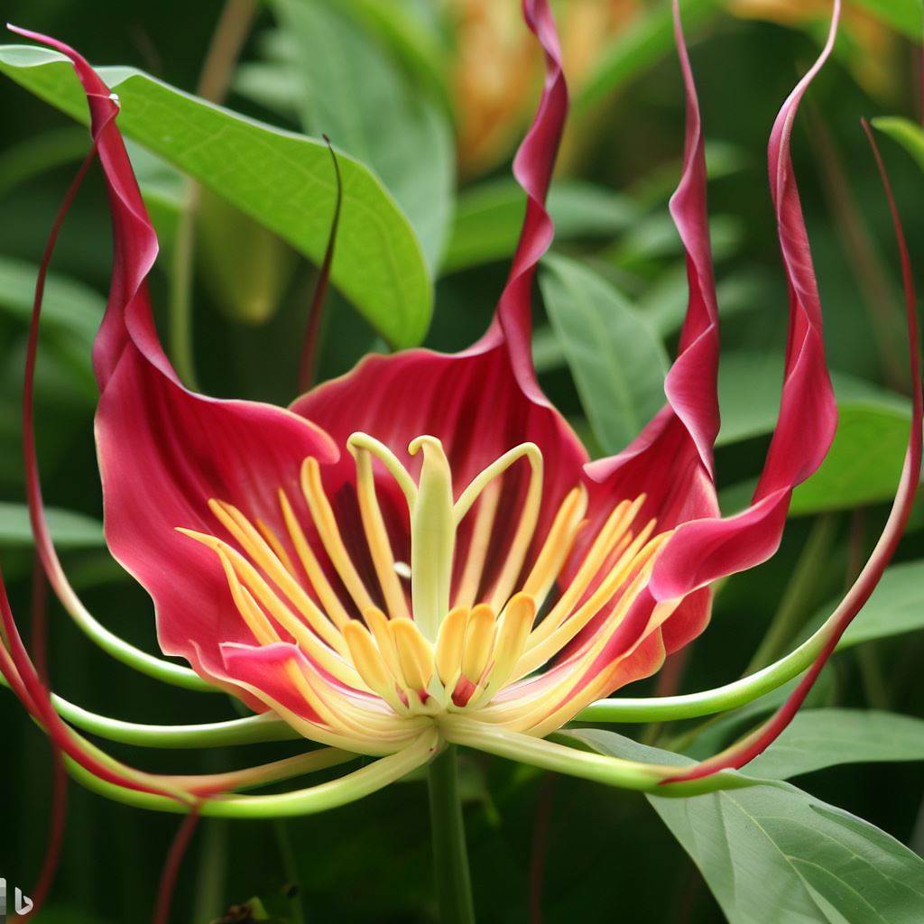 Lily Api (Gloriosa superba) adalah bunga yang mencolok dengan warna-warni yang memukau